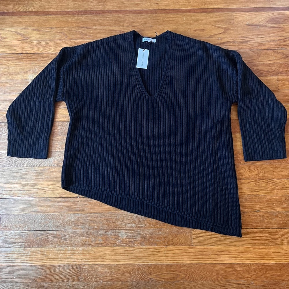 WeWoreWhat Oversized V Neck Sweater in Black.
